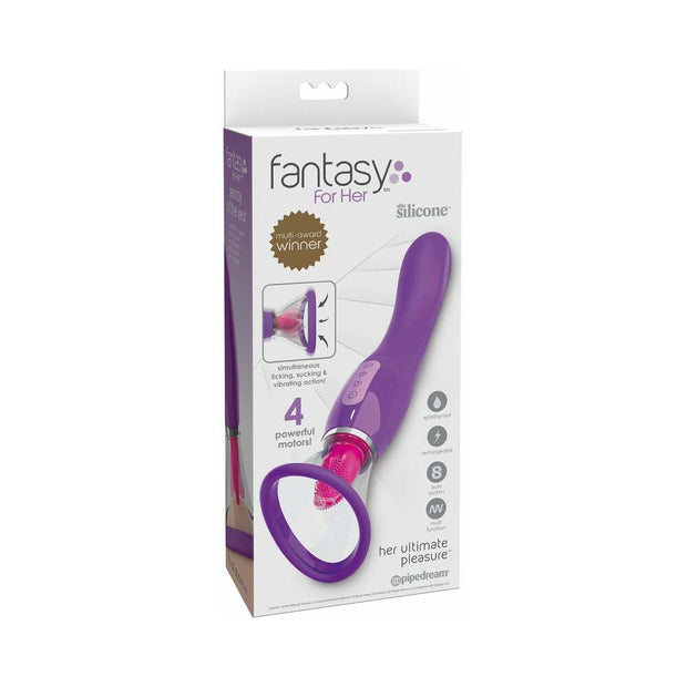 Pipedream Fantasy For Her Her Ultimate Pleasure Dual-Ended Vibrator With Licking Suction Purple - Headshop.com