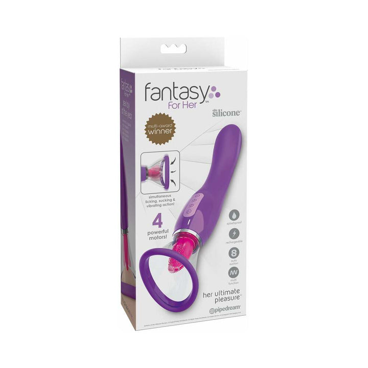 Pipedream Fantasy For Her Her Ultimate Pleasure Dual-Ended Vibrator With Licking Suction Purple - Headshop.com