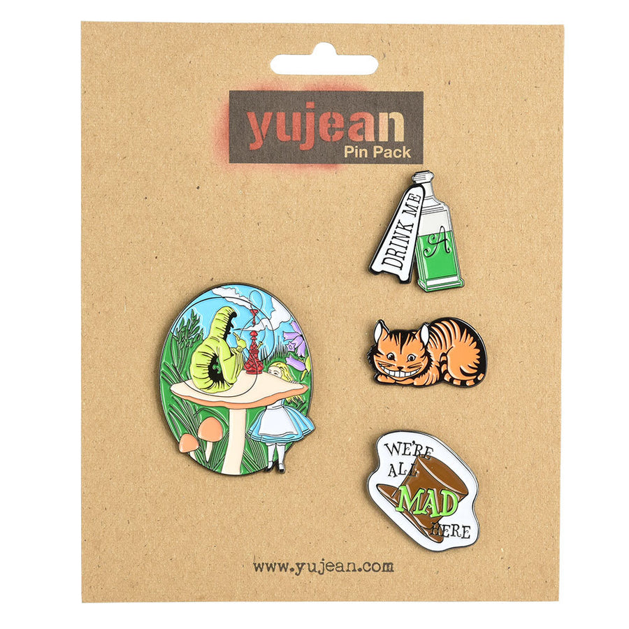 Alice In Wonderland Enamel Pin Pack - Set of 4 - Headshop.com