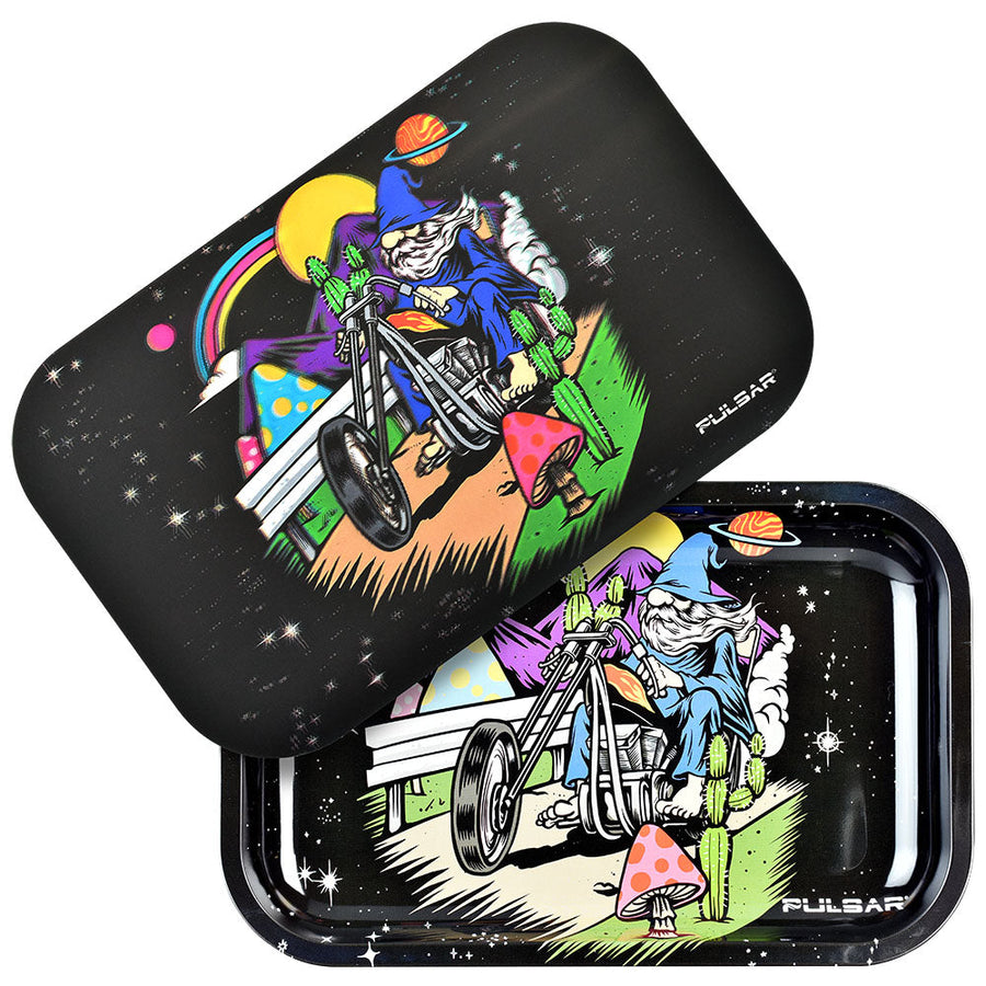 Pulsar Metal Rolling Tray w/ 3D Lid | Trippy Trip - Headshop.com
