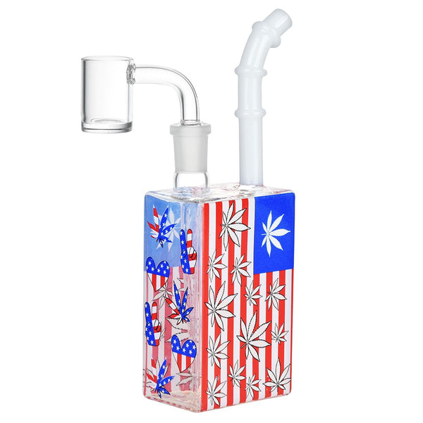 Patriotic Leaf Juice Box Glass Dab Rig - 7.5" / 14mm F Patriotic Leaf Juice Box Glass Dab Rig - 7.5" / 14mm F