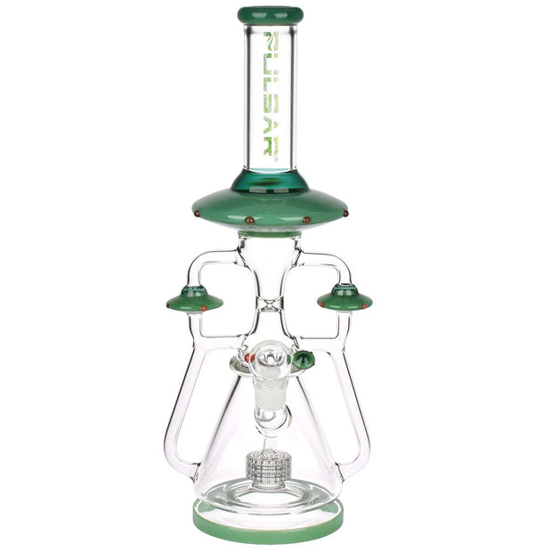 Pulsar Far-Out Visitors Recycler Glass Water Pipe | 17.25" | 19mm F - Headshop.com