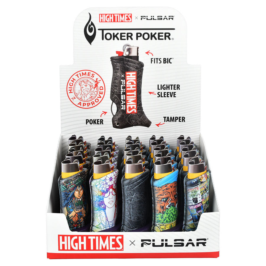 25PC DISP - High Times x Pulsar Toker Poker Lighter Sleeve - Bic / Asst Designs - Headshop.com