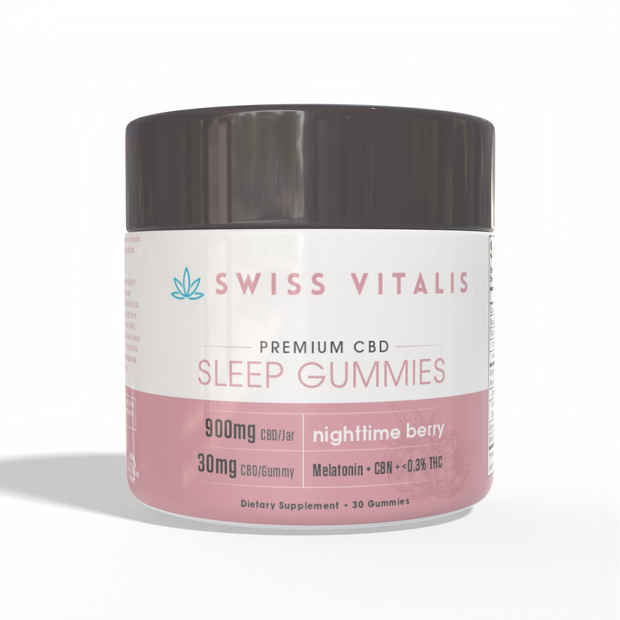 Swiss Vitalis  Sleep Gummies - 30 Count CBD+CBN+THC+Melatonin - Headshop.com