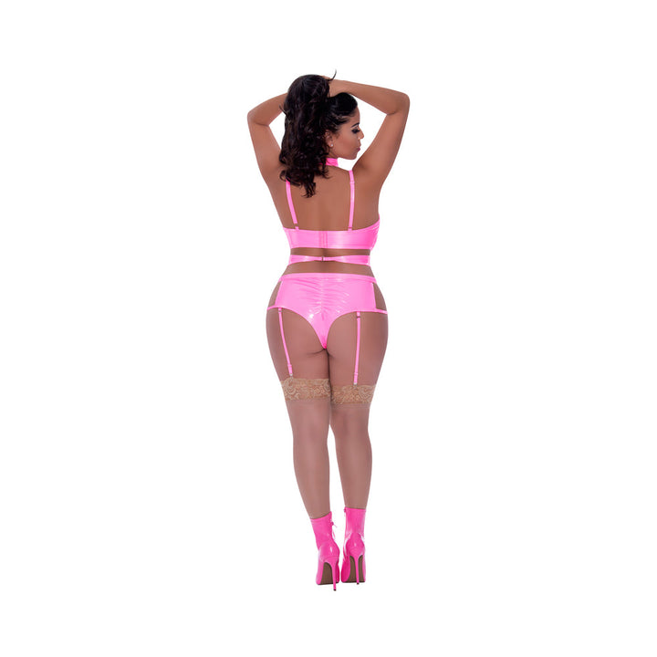 Magic Silk Hard Candy Demi Bra, Harness & Garter Panty Pink Queen Size - Headshop.com