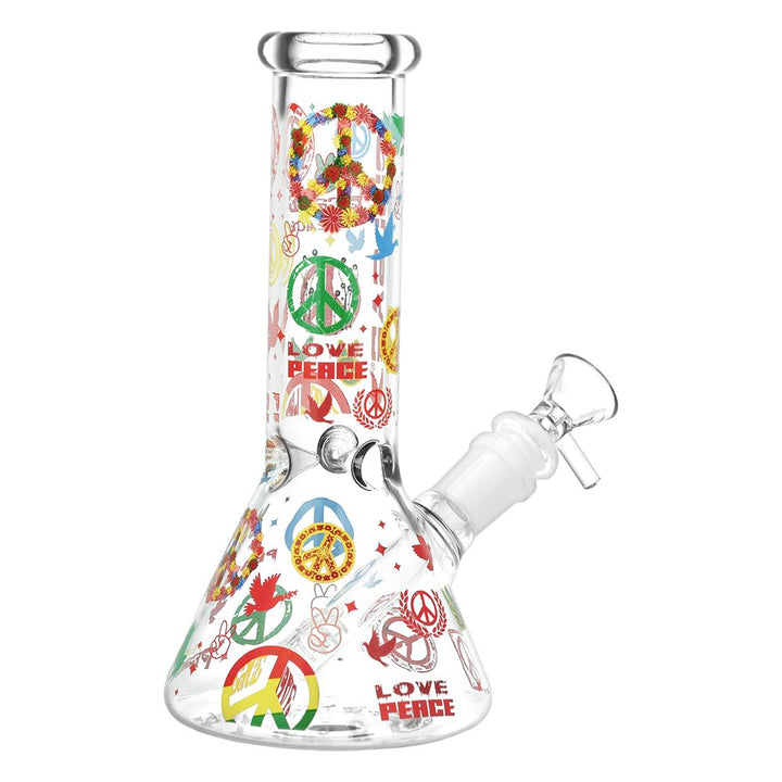 Pulsar World Peace Beaker Glass Water Pipe - 7.75" / 14mm F - Headshop.com