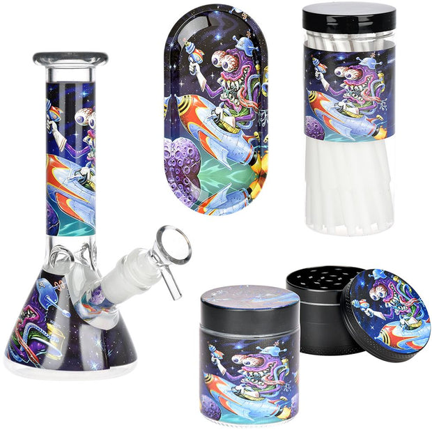 Space Monster Glass Beaker Water Pipe Smoking Set - 7.75" / 14mm F - Headshop.com