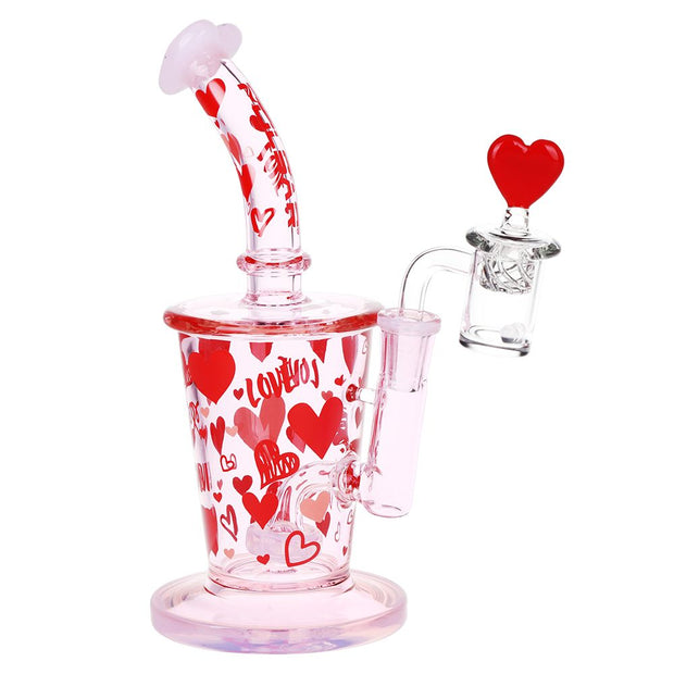 Pulsar Valentine's Love Hearts Glass Dab Rig Set - 8.5" / 14mm F - Headshop.com