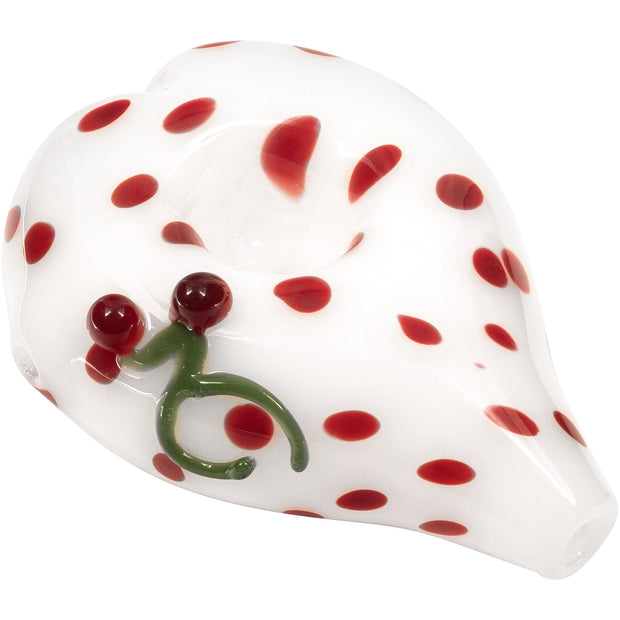 Elegant White Heart-Shaped Glass Hand Pipe with Red Polka Dots - Headshop.com