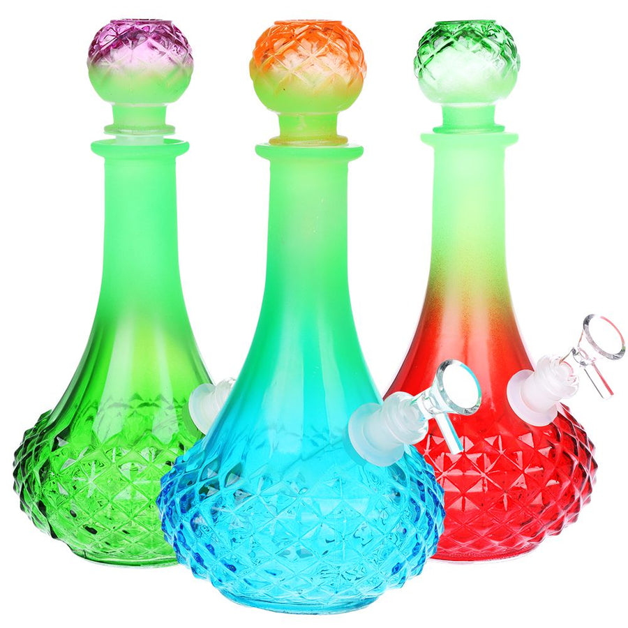 Vintage Decanter Ombre Glass Water Pipe - Long Neck / 9.75" / 14mm F/Colors Vary - Headshop.com