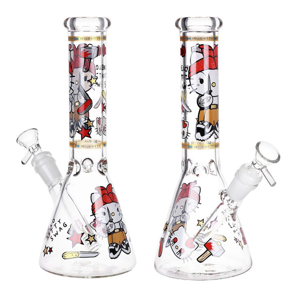 Gangster Cat Beaker Glass Water Pipe - 10" / 14mm F Gangster Cat Beaker Glass Water Pipe - 10" / 14mm F
