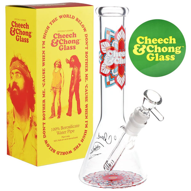 Cheech & Chong Glass Mandala Glow Glass Beaker Water Pipe - 10" - Headshop.com