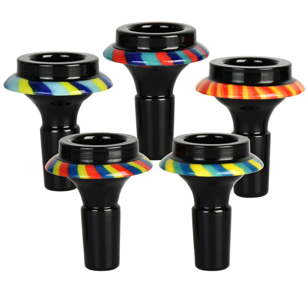 5PC BUNDLE - Color Stripe UFO Herb Slide -14mm M/Asst Colors - Headshop.com