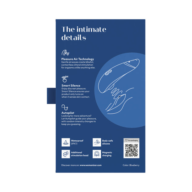 Womanizer Premium 2 Rechargeable Silicone Luxurious Pleasure Air Clitoral Stimulator Blueberry - Headshop.com