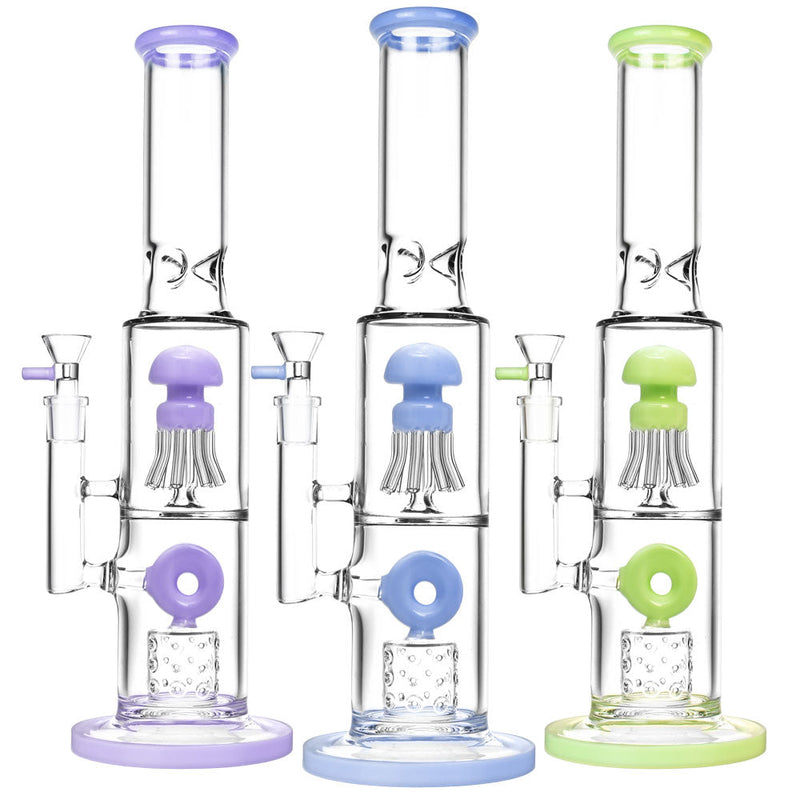 Dual Chamber Jellyfish Perc Water Pipe -14"/14mm F/Clrs Vary - Headshop.com