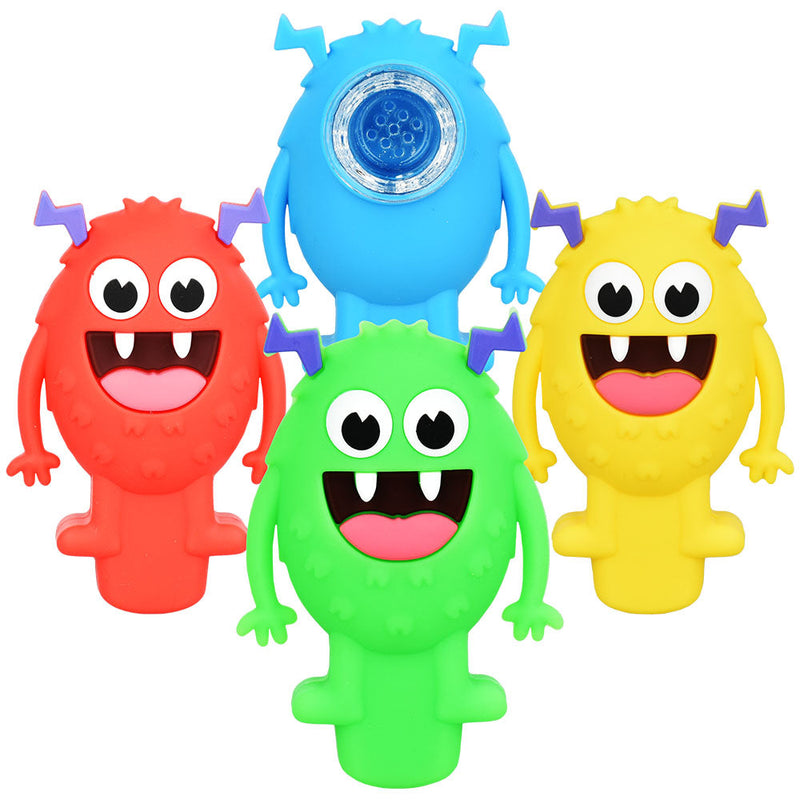 5PC SET - Party Monster Silicone Hand Pipe - 3" / Assorted Colors - Headshop.com