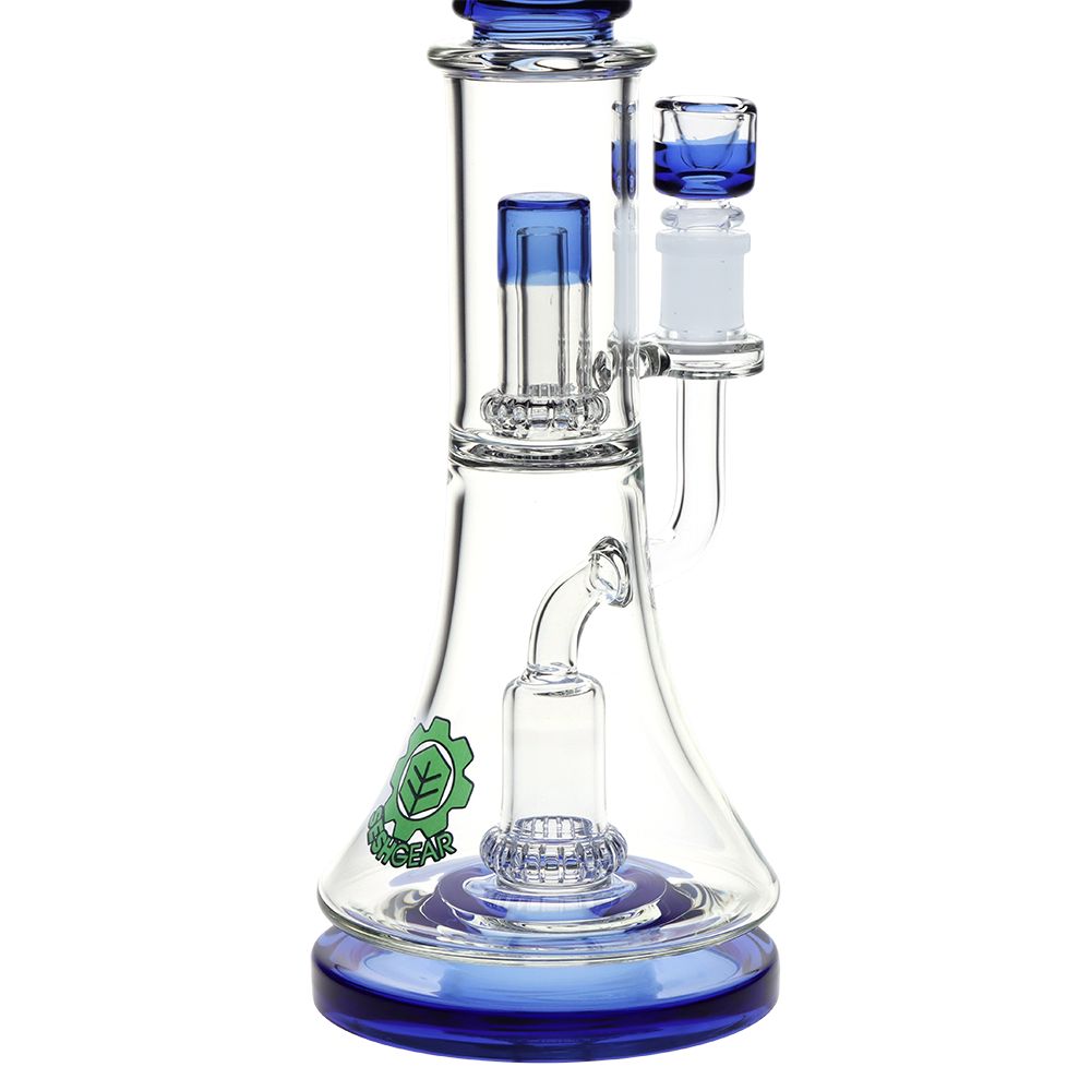 SeshGear Double Showerhead Perc Glass Water Pipe - 13" / 14mm F - Headshop.com