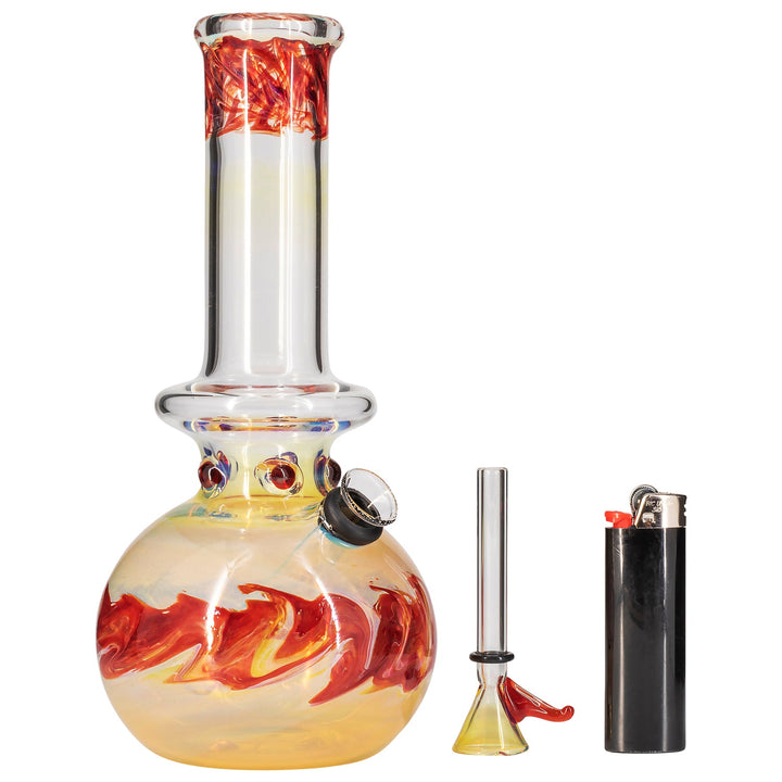 LA Pipes "Time Traveler" Silver Fumed Pull-Stem Bubble Bong - Headshop.com