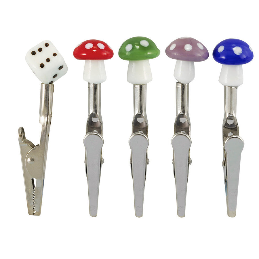 Ceramic Tip Mushrooms & Dice Roach Clips | 50pc Bag - Headshop.com