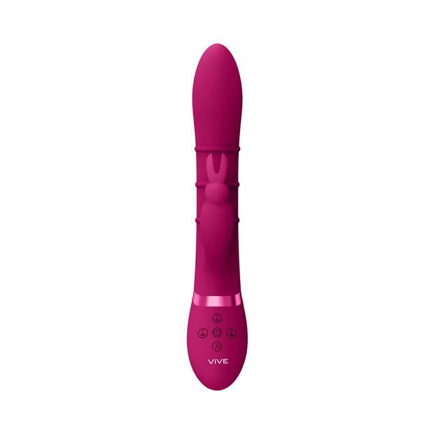 VIVE SORA Rechargeable Silicone G-Spot Rabbit Vibrator with Up & Down Stimulating Rings Pink - Headshop.com