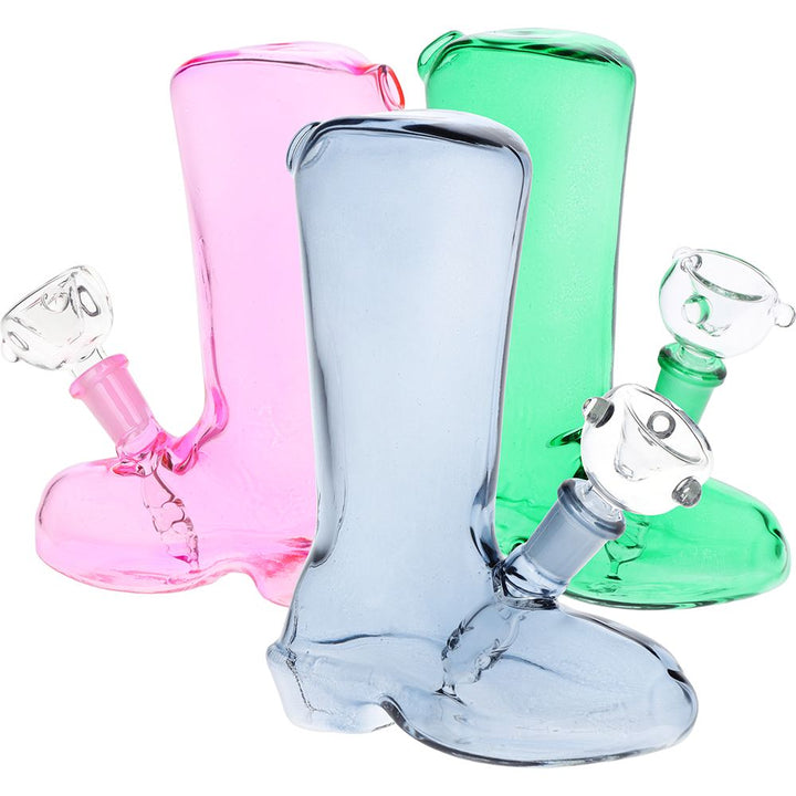 Boot-iful Mini Glass Water Pipe - 5" / 10mm F / Colors Vary - Headshop.com
