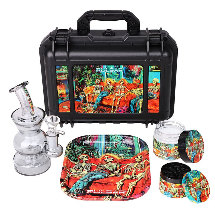 Pulsar Bent Neck Water Pipe Smoker's Hard Case Travel Set | 5.75" | 14mm F