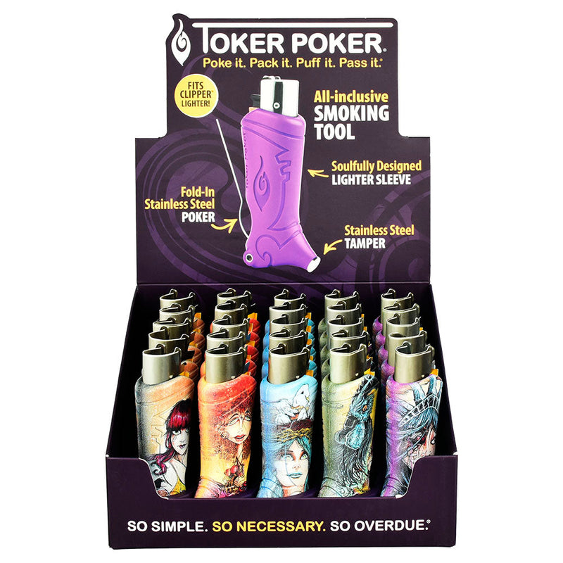 25PC DISP- Toker Poker Lighter Sleeve- Clipper/Lady Liberty/Asst - Headshop.com