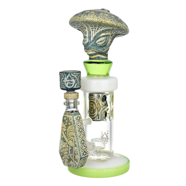 Pulsar Hieroglyphs Mushroom Wizard Water Pipe - 10.5"/14mm F/Colors Vary - Headshop.com