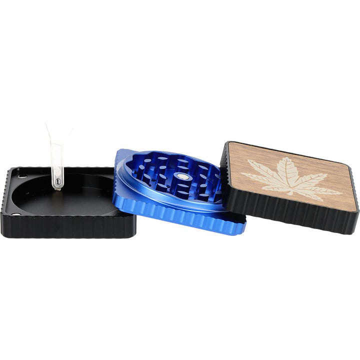 Hemp Leaf Square Aluminum Grinder - 3pc / 1.8" / Colors Vary - Headshop.com