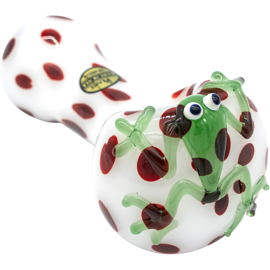 LA Pipes "Spotted Poison Frog" Spoon Glass Pipe - Headshop.com