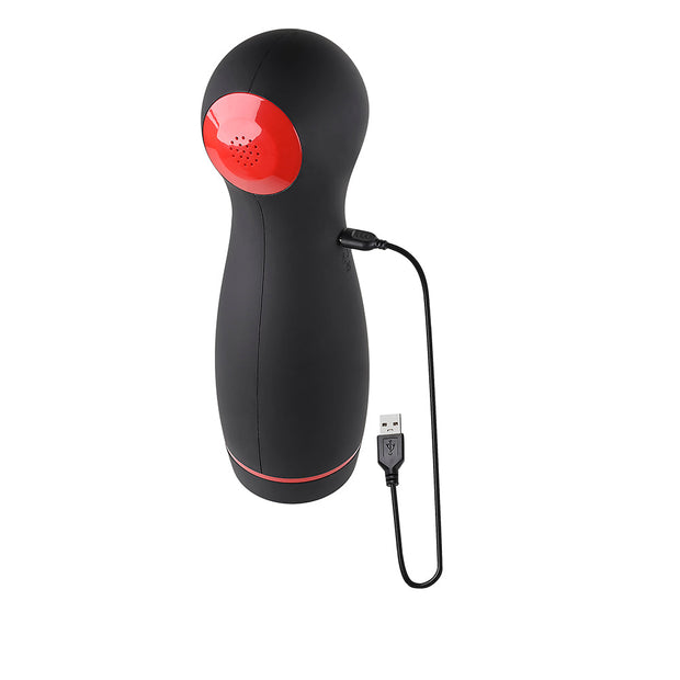 Zero Tolerance Tight Squeeze Rechargeable Vibrating Squeezing Talking Stroker TPE Black/Red - Headshop.com