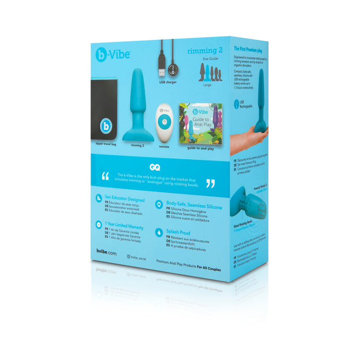 b-Vibe Rimming 2 Rotating and Vibrating Remote Control Plug Teal - Headshop.com