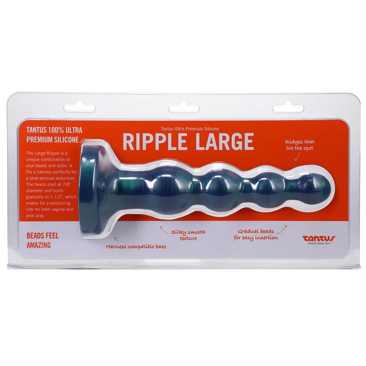Tantus Ripple Large 8 in. Anal Beads Dildo Medium-Firm Malachite - Headshop.com