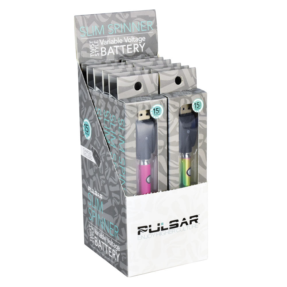 12 PC DISPLAY - Pulsar Slim Spinner VV Battery - 400mAh/Asst - Headshop.com