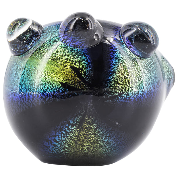 LA Pipes Solid Blue Dichro Maria Ringed Spoon Pipe - Headshop.com