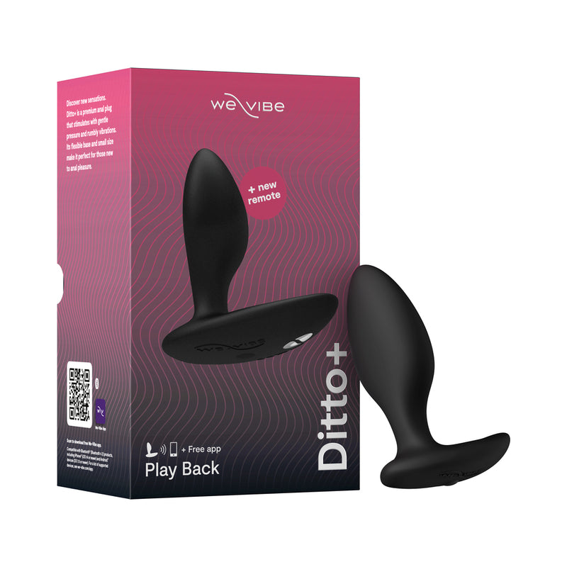 We-Vibe Ditto+ Rechargeable Remote-Controlled Silicone Vibrating Anal Plug Satin Black - Headshop.com