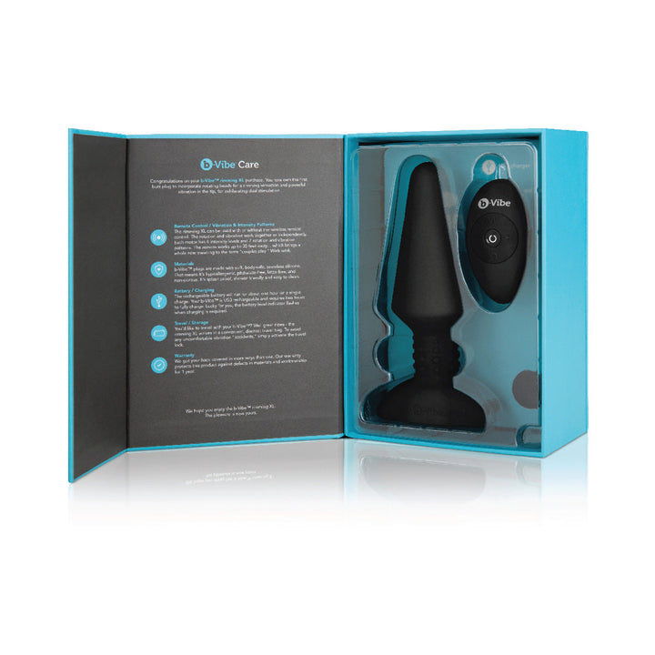 b-Vibe Rimming XL Rotating and Vibrating Remote Control Plug Black - Headshop.com