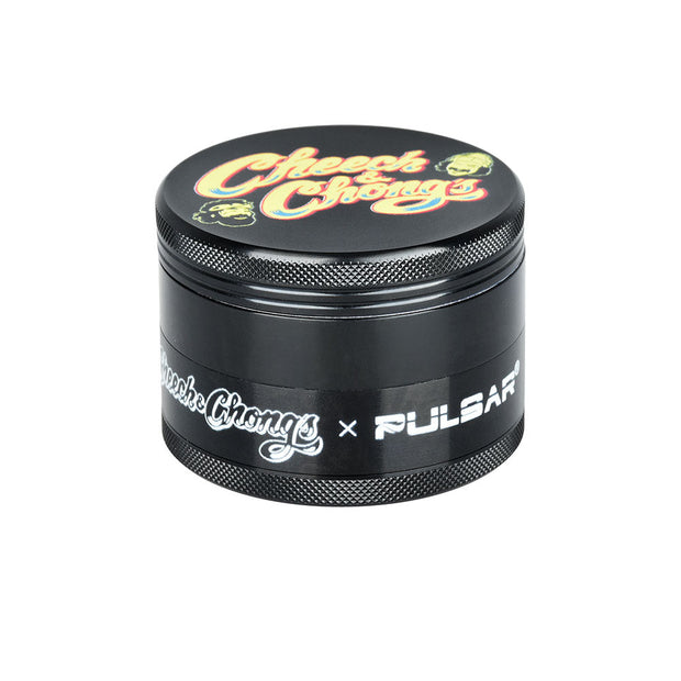 6PC DISPLAY - Cheech & Chong's x Pulsar Metal Grinder - Black / 4pc / 2.5" - Headshop.com