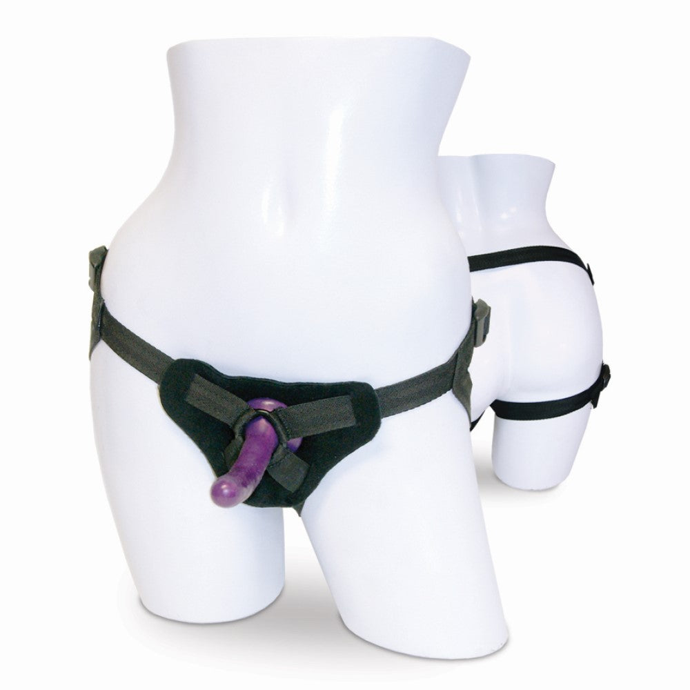 Sportsheets Sex & Mischief Adjustable Strap-On & Silicone Dildo Kit Purple/Black - Headshop.com