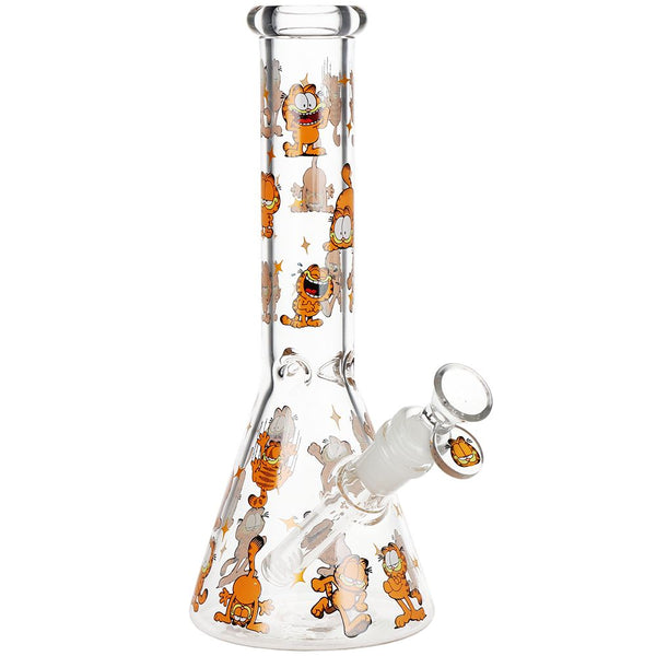 Stoned Garfield Beaker Glass Water Pipe - 10" / 14mm F Stoned Garfield Beaker Glass Water Pipe - 10" / 14mm F