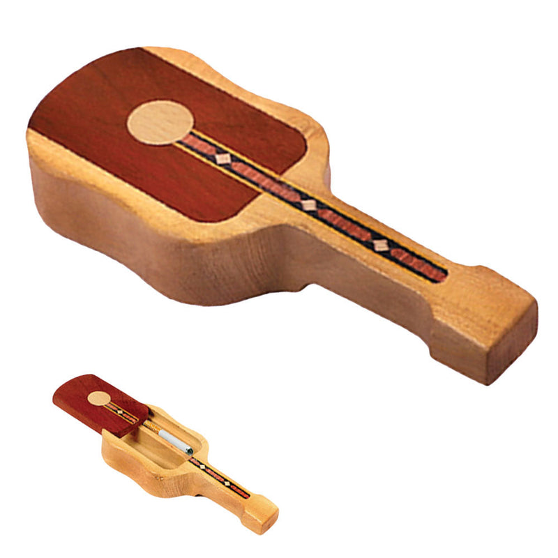 Wood Guitar Dugout w/ Magnetic Lock Slide Lid - Headshop.com