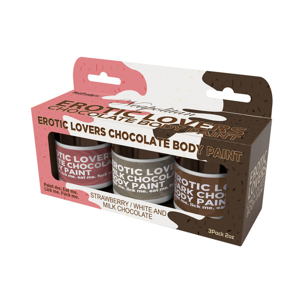 Erotic Chocolate Body Paints White/Milk Chocolate&Strawberry (3 Pack) - Headshop.com