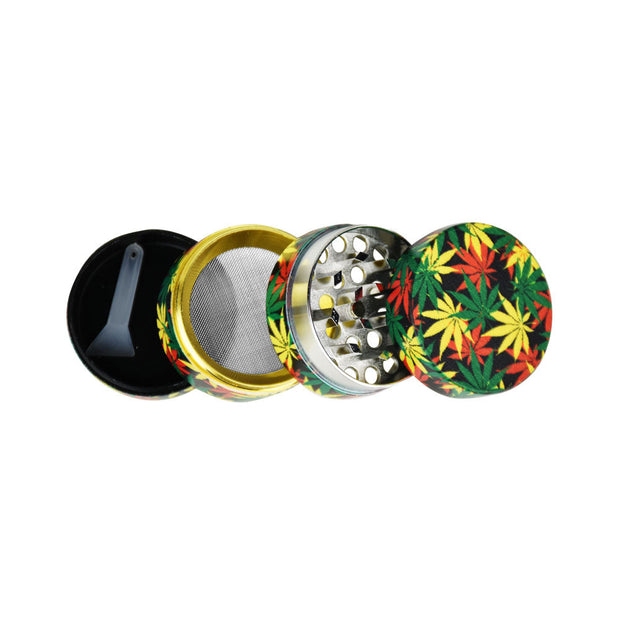 Rasta Hemp Leaves Grinder - 4pc/1.5"/Assorted - 12PC DISP - Headshop.com