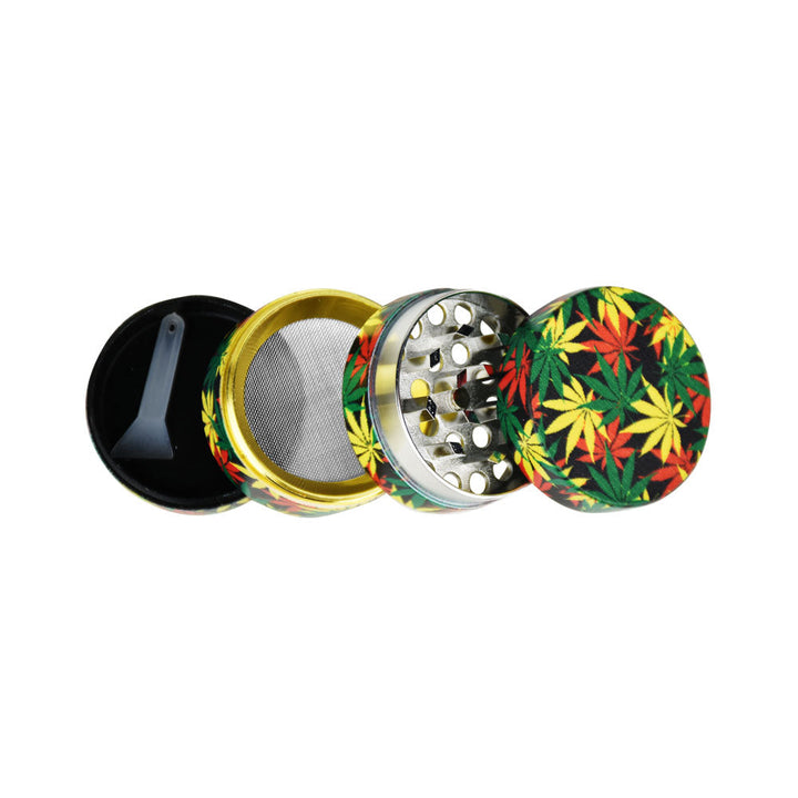 Rasta Hemp Leaves Grinder - 4pc/1.5"/Assorted - 12PC DISP - Headshop.com