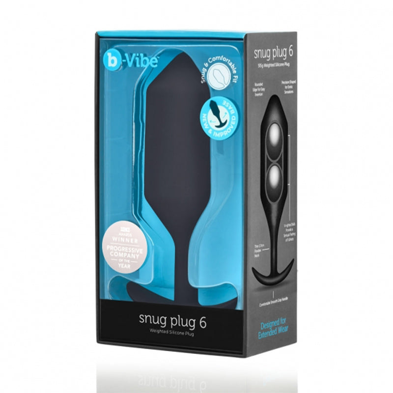 b-Vibe Snug Plug 6 Weighted Silicone Anal Plug Black - Headshop.com
