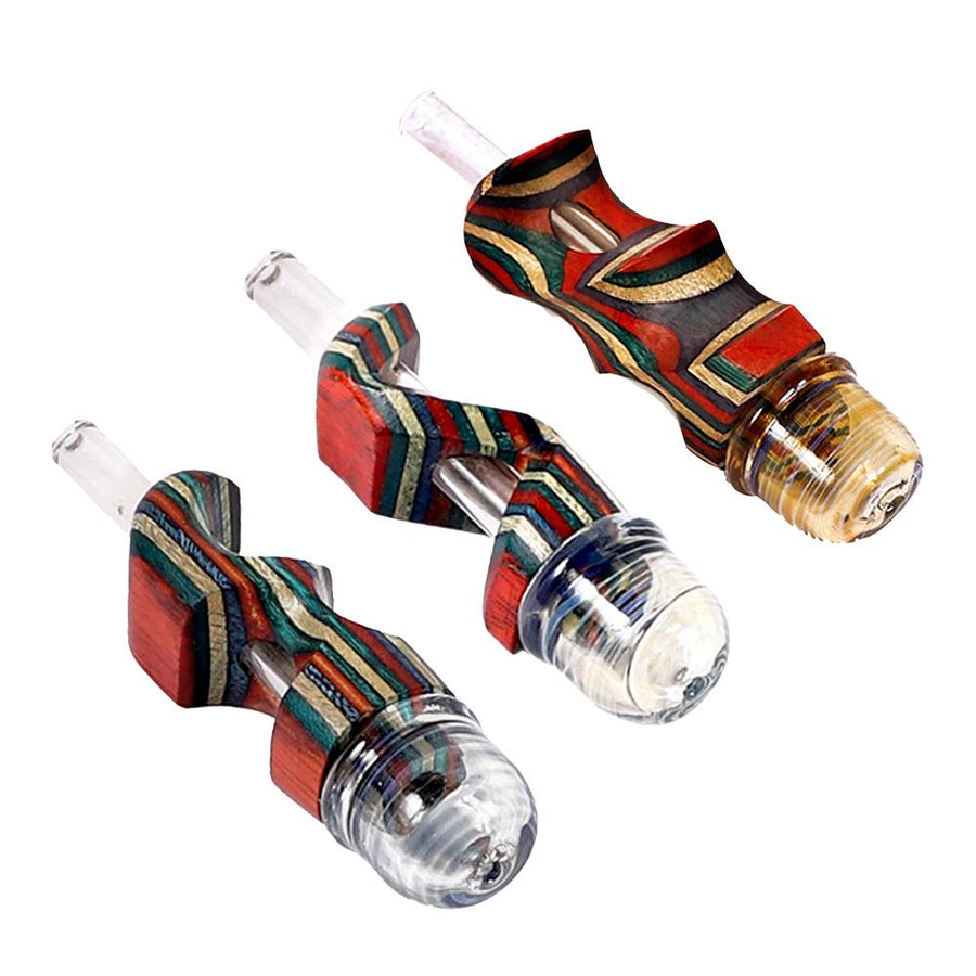 Colorful Wood & Glass Hybrid Pipe | 3.5 Inch - Headshop.com