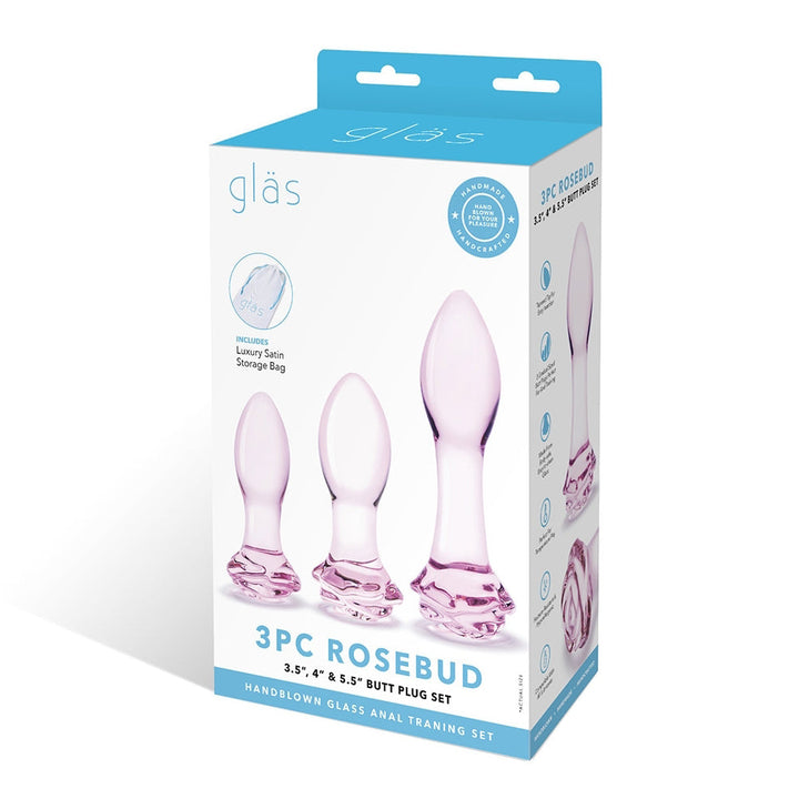 Glas Rosebud 3-Piece Glass Anal Plug Set - Headshop.com