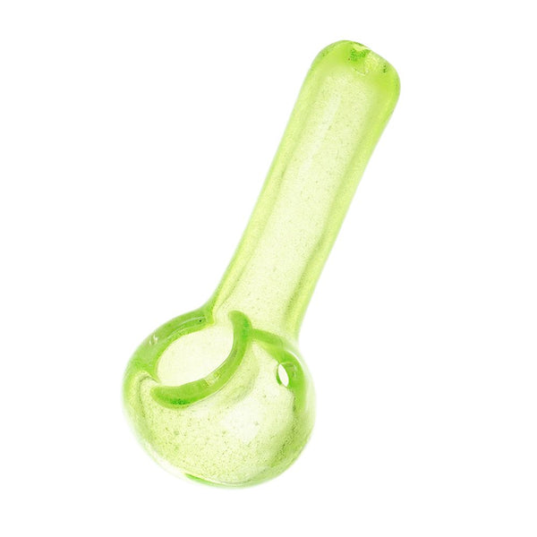Green Glow In Dark Glass Spoon Pipe - 3.75" Green Glow In Dark Glass Spoon Pipe - 3.75"