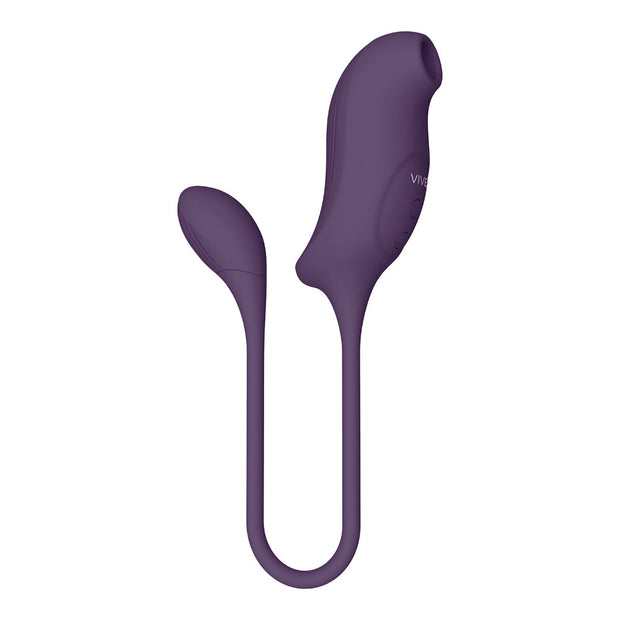 VIVE QUINO Rechargeable Air Wave & Vibrating Silicone Egg Vibrator Purple - Headshop.com