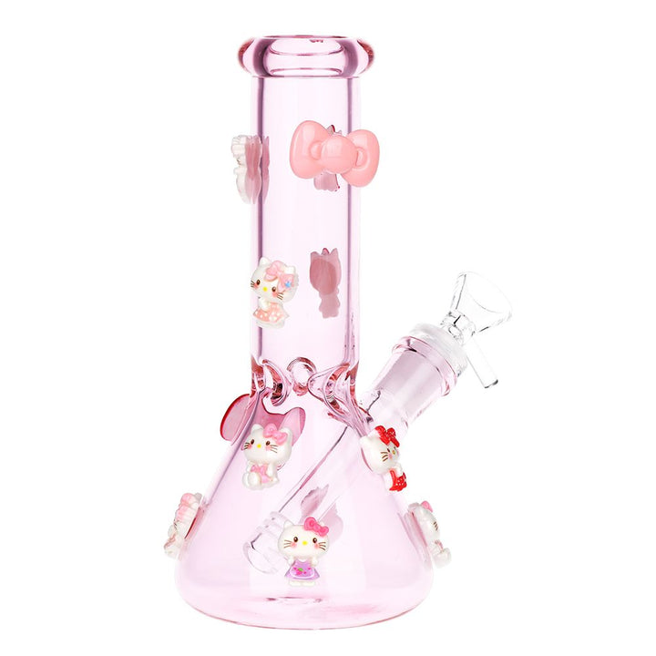 Wassup Hello Kitty Beaker Glass Water Pipe - 8" / 14mm F / Pink